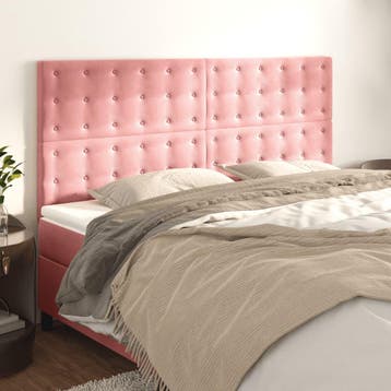 vidaXL Hoofdbord roze 160x5x118/128 cm fluweel, Verzenden