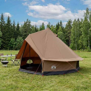 vidaXL Familietent Bruin 6-persoons Polykatoen, Caravans en Kamperen, Tenten, Verzenden, Nieuw