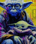 David Law - Yoda & Grogu - Format XL 60x60, Antiek en Kunst