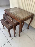 Tables gigognes (3) - Bois, Verre - Rotin - style Louis XV