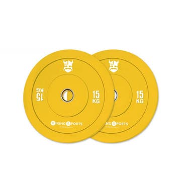 Bumper plate 15kg (geel) | Retour deal, weg is weg, Sport en Fitness, Verzenden, Gebruikt, Halterschijven