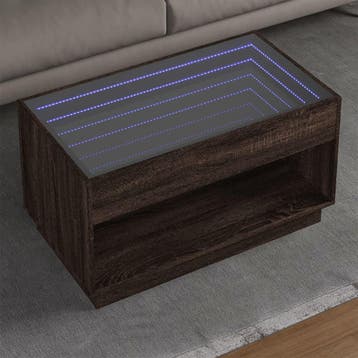 vidaXL Salontafel met Infinity LED 90x50x50 cm bruin, Verzenden, Nieuw