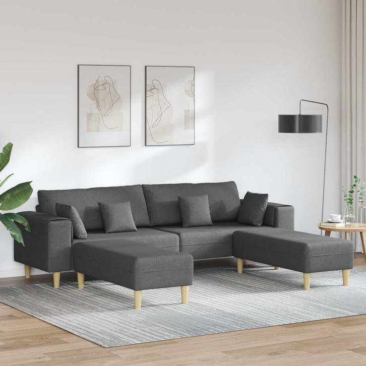 vidaXL bank / zetel 3 st Donkergrijs Stof, Huis en Inrichting, Zetels | Zetels, Nieuw, Verzenden