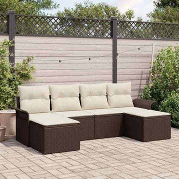 vidaXL Tuinbank Set 6 st Bruin poly rattan, Verzenden, Nieuw