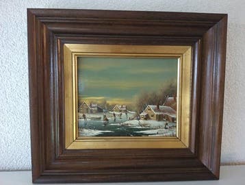 Johannes Kaiser (1928) - Winter tafereel op ijs