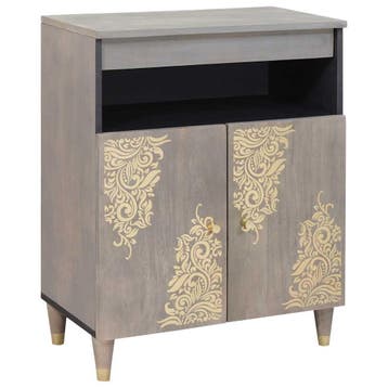 vidaXL Dressoir Grijs en Goud 60 x 33 x 75 cm Massief Mango, Verzenden, Nieuw