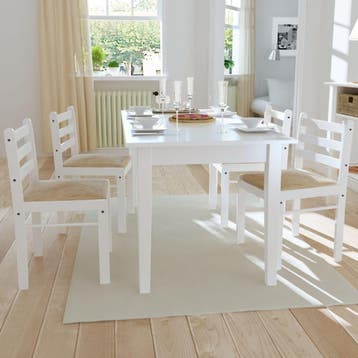 vidaXL Eetkamerstoelen 4 st massief rubberwood en fluweel, Verzenden, Nieuw