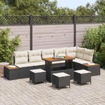 vidaXL Tuinbank Set met kussen 10 pcs Zwart en Crème, Verzenden, Nieuw