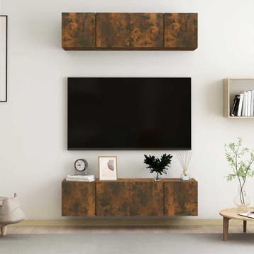 vidaXL Tv-meubelen 4 st 60x30x30 cm bewerkt hout gerookt, Verzenden, Nieuw