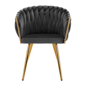 Velvet Stoel met Armleuningen – Goud Frame en Vlechtrug, Maison & Meubles, Chaises, Verzenden