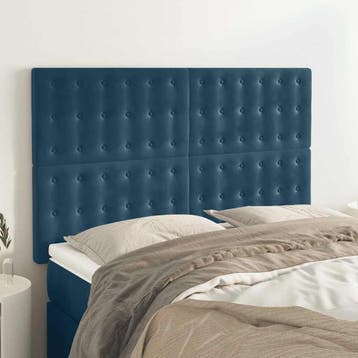 vidaXL Hoofdbord donkerblauw 144x5x118/128 cm fluweel, Verzenden, Nieuw