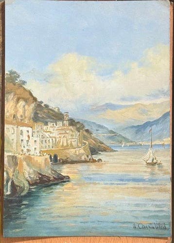 Andrea Cherubini (1833-1905), Attr. - Marina di Sorrento, Antiek en Kunst