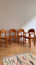 Eetkamerstoel - Massief dennenhout - Vier vintage-stoelen in