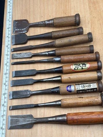 Japanse timmermansgereedschapset – beitels CA246 Beitel - 0, Antiek en Kunst