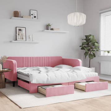 vidaXL Slaapbank met onderschuifbed en lades 100x200 cm, Verzenden, Nieuw