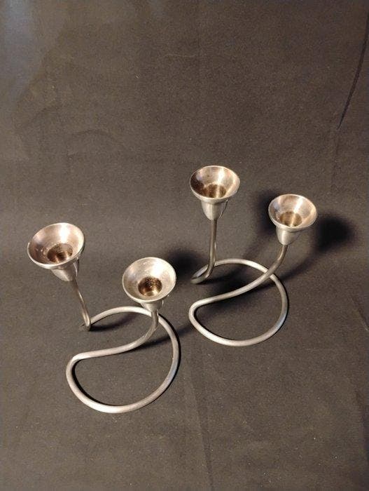 Georg Jensen - Kaarsenhouder (2) - Staal, Antiek en Kunst, Curiosa en Brocante