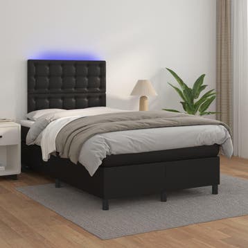 vidaXL Boxspring met matras en LED kunstleer zwart 120x200, Verzenden