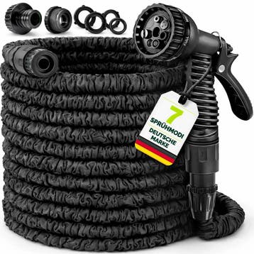 Flexibele Tuinslang - Inc. sproeikop - 7,5 meter - Zwart - T, Verzenden, Nieuw