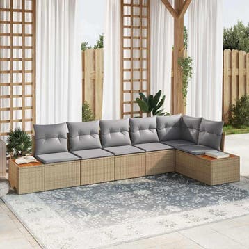 vidaXL Tuinbank Set 6 st 6-Aantal zitplaatsen Beige en, Verzenden, Nieuw