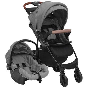 vidaXL Kinderwagen 3-in-1 staal lichtgrijs, Kinderen en Baby's, Verzenden, Nieuw