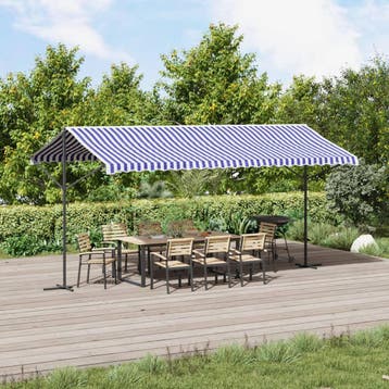 vidaXL Luifel vrijstaand 500x300 cm stof en staal blauw en, Verzenden, Nieuw