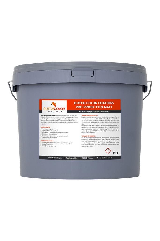 DCC PRO Projecttex Mat - 10L RAL 9010 | Zuiver Wit 10L, Doe-het-zelf en Bouw, Verf, Beits en Lak, Nieuw, Verzenden