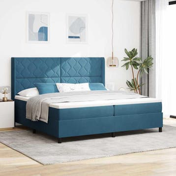vidaXL Boxspring bed met hoofdeinde Blauw 200 x 200 cm, Verzenden