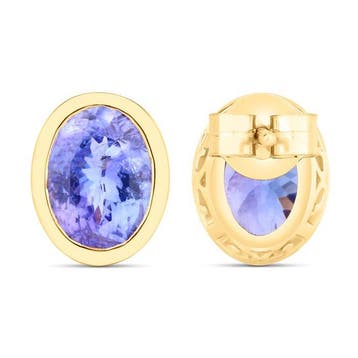 Oorbellen - 14 karaat Geel goud - 3.40ct. tw. Tanzaniet -, Nieuw