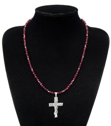 Halsketting Croix de Vie en granaat – Heilige Levensboom –