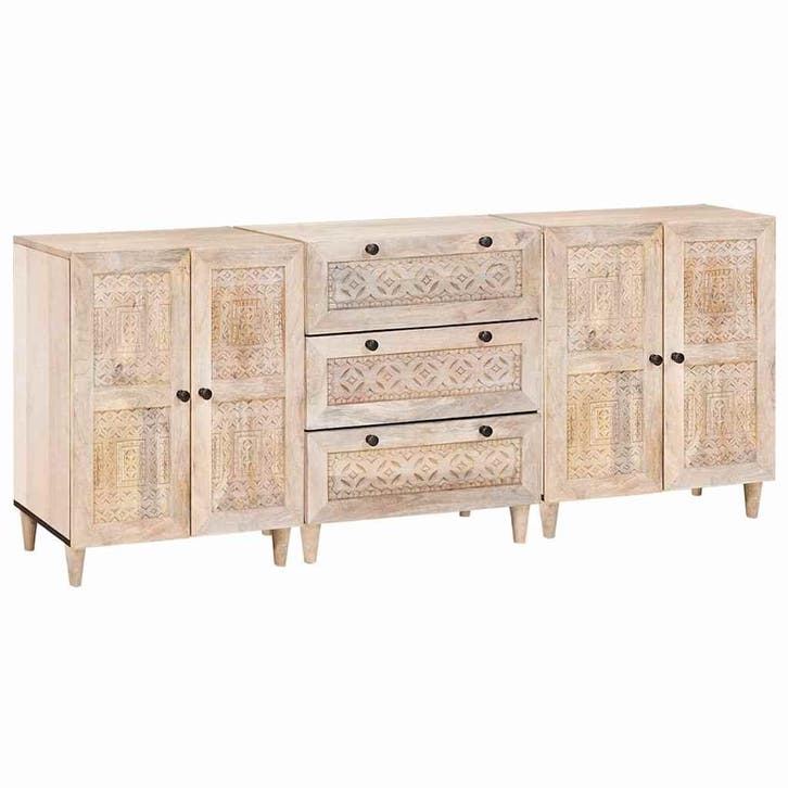vidaXL Dressoir 3 st 180 x 33,5 x 75 cm massief mangohout, Maison & Meubles, Armoires | Autre, Envoi