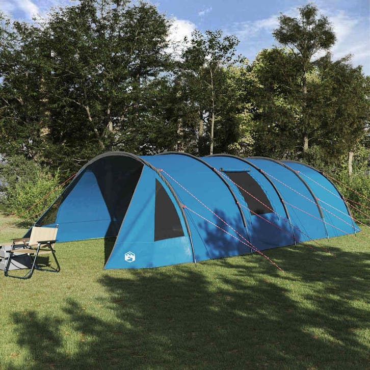 vidaXL Tunnel Tent voor 6 Personen 6-persoons Blauw en Grijs, Caravanes & Camping, Tentes, Envoi