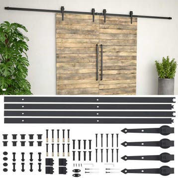 vidaXL Onderdelenset voor schuifdeur 2x183 cm staal zwart, Verzenden
