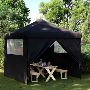 vidaXL Partytent inklapbaar pop-up met 4 zijwanden zwart, Verzenden, Nieuw
