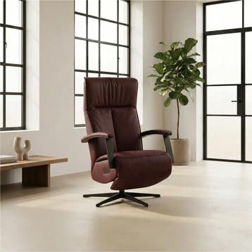 Leren elektrisch relaxfauteuil Pure - Toledo Bordeaux, Maison & Meubles, Ophalen of Verzenden