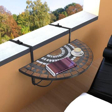 vidaXL Balkontafel hangend mozaïek terracottakleurig en wit, Tuin en Terras, Verzenden, Nieuw