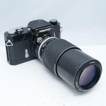 Nikon Nikomat FTN Black + Zoom-Nikkor 80-200mm F4.5 Analoge, Audio, Tv en Foto, Nieuw