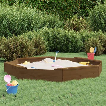 vidaXL Zandbak met bankjes achthoekig massief grenenhout, Verzenden
