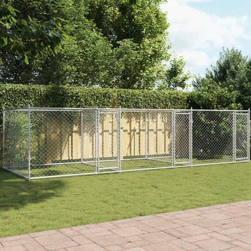 vidaXL Hondenhok met deuren 6x2x1,5 m gegalvaniseerd staal, Verzenden, Nieuw