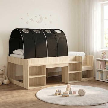 vidaXL Bedframe met Tunnel 3 st Sonoma Eiken en Zwart, Verzenden, Nieuw