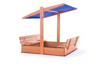 Zandbak 120x120 | Hout met dak & bankjes | Nieuw | OP=OP, Tuin en Terras, Bloembakken en Plantenbakken, 100 cm of meer, Vierkant