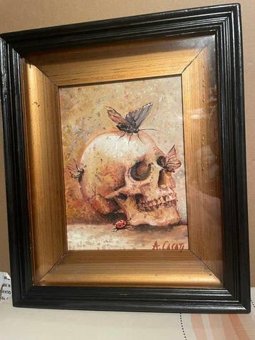 Memento mori - 30 x 35,5 cm - Antique - Peinture à lhuile,, Antiquités & Art