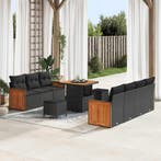 vidaXL Tuinbank Set 10 pcs Zwart Poly Riet en Poedergecoat, Verzenden