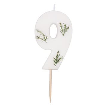 Witte Kaars 9 Jaar Gebladerd 5cm, Verzenden, Nieuw