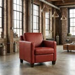 Leren fauteuil Smart - Vintage Burgundy (rood) - Poten hout, Huis en Inrichting, Fauteuils, Nieuw, Ophalen of Verzenden, Bohemian, Eigentijds, Modern, Retro