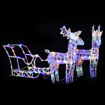 vidaXL Kerstversiering rendieren en slee 160 LEDs 130 cm, Verzenden, Nieuw