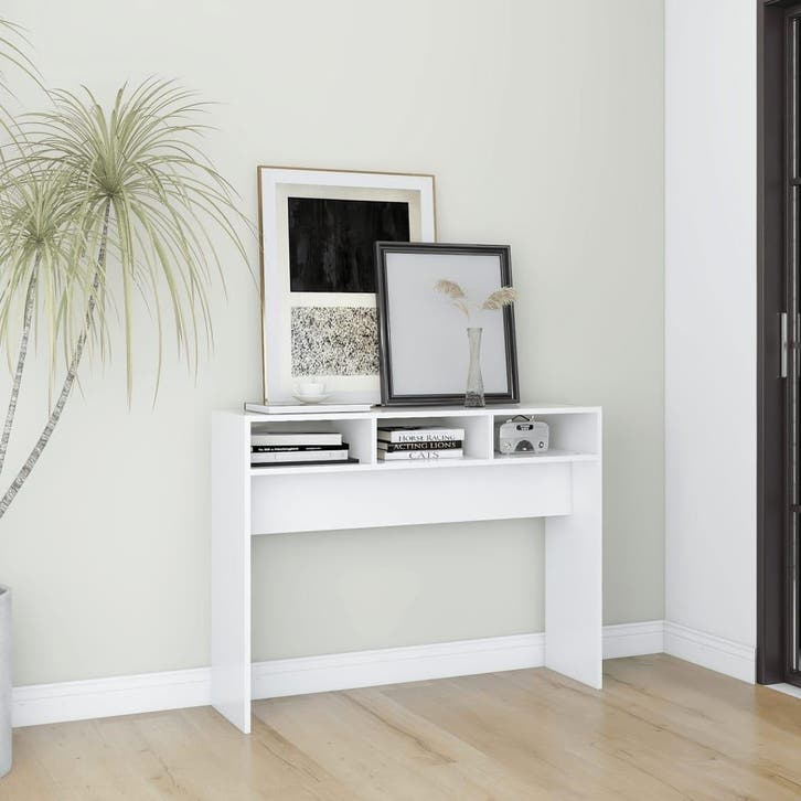 vidaXL Wandtafel 105x30x80 cm bewerkt hout wit, Huis en Inrichting, Tafels | Bijzettafels, Nieuw, Verzenden