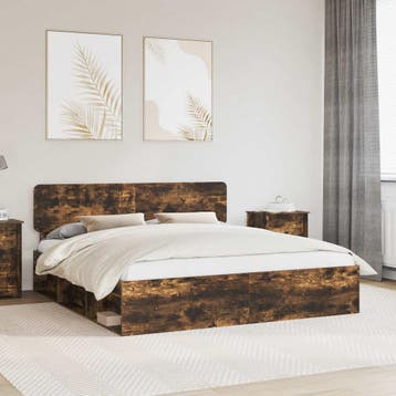 vidaXL Bedframe Rook Eiken 180 x 200 cm Massief grenenhout, Verzenden