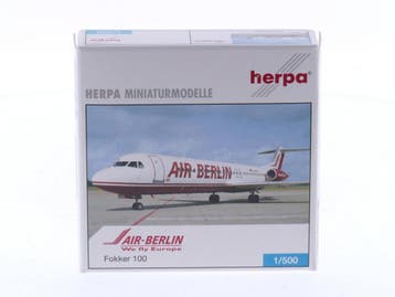Schaal 1:500 Herpa 509350 Fokker 100 Air Berlin Reg. D-AG..., Ophalen of Verzenden