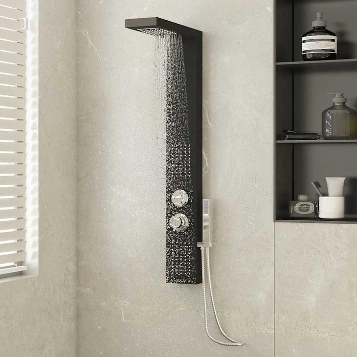 vidaXL Douchepaneelsysteem aluminium zwart, Bricolage & Construction, Sanitaire, Envoi
