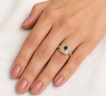 Zonder minimumprijs - Ring - 18 karaat Geel goud Saffier -, Handtassen en Accessoires, Nieuw